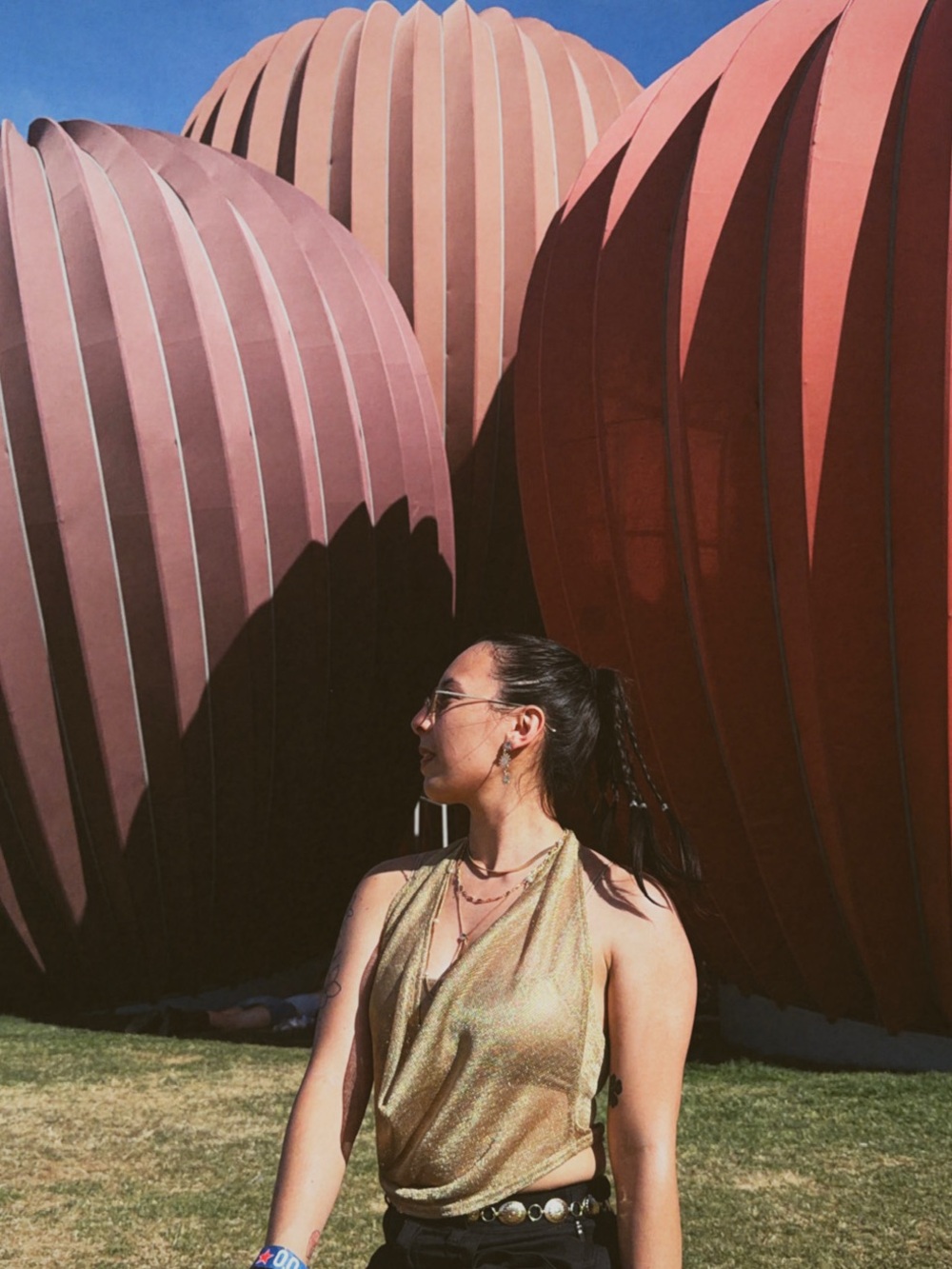 Gold Halter Metallic Top